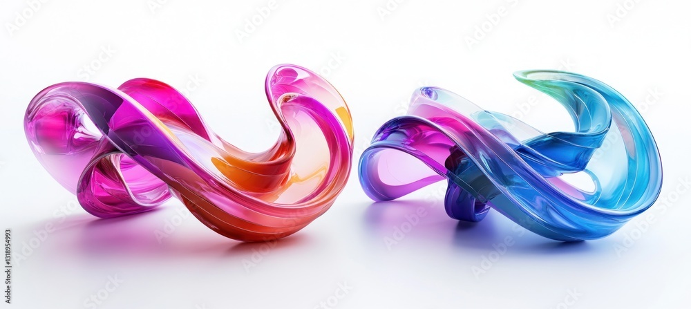 Fototapeta premium Abstract swirling colorful glass sculptures.