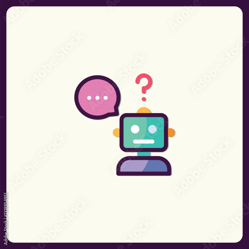 Cute robot with a question mark, symbolizing artificial intelligence doubts