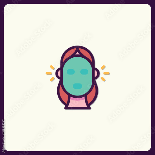 Aesthetic woman with facial mask icon symbolizing skincare and self-care