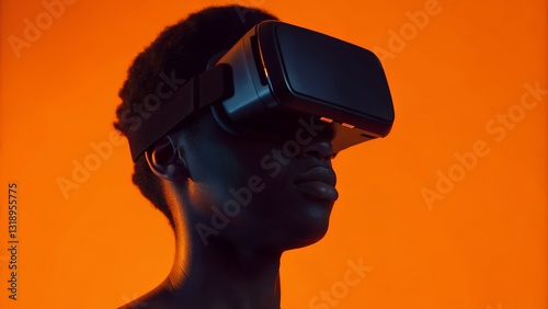 Immersive Vision: A person wearing VR glasses with a bright background, symbolizing the dawn of virtual reality