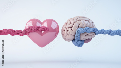 Heart and Brain Intertwined in a Knot, Symbolizing the Connection Between Emotion and Intellect