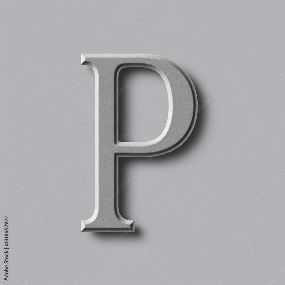High-resolution stock photo of the letter P, designed with a classic typeface, professional feel, commercial grade, detailed texture, subtle shadows High-resolution stock photo of the letter P, designed with a classic typeface, professional feel, commercial grade, detailed texture, subtle shadows
