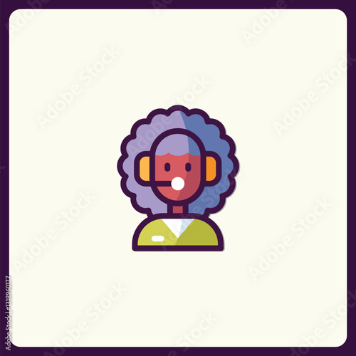 A colorful vector icon depicting a friendly customer service representative