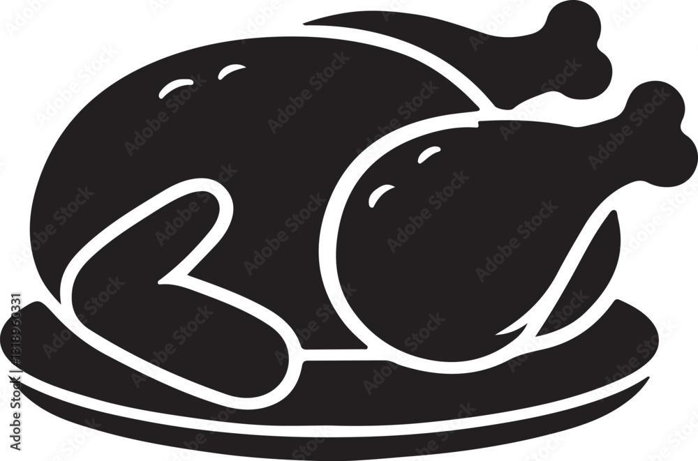 Fototapeta premium Fried Chicken silhouette vector art illustration. Fried Chicken vector icon.