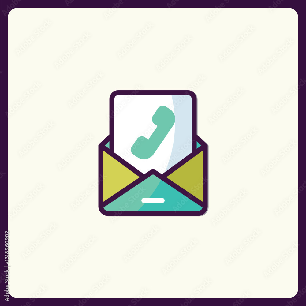 Illustrative depiction featuring an envelope, phone icon, and inviting design Illustrative depiction featuring an envelope, phone icon, and inviting design