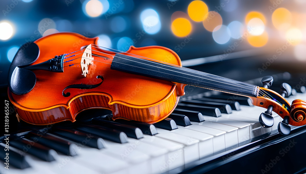 Violin and piano keys, musical instruments (1) Violin and piano keys, musical instruments (1)