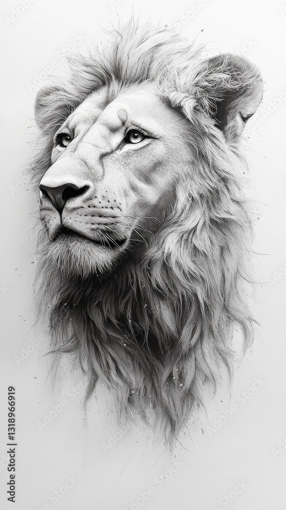 custom made wallpaper toronto digitalMonochrome Portrait of a Majestic Lion