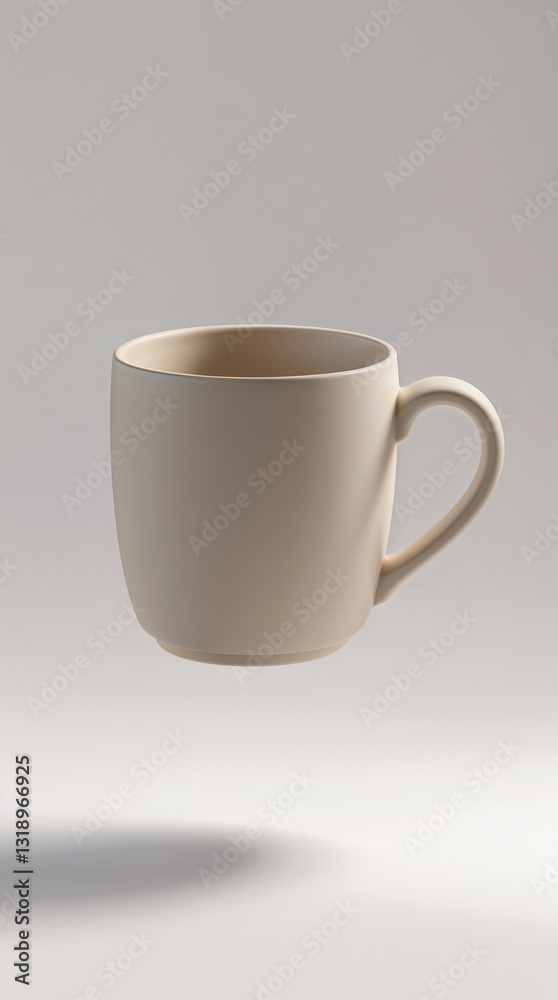 Fototapeta premium Beige Ceramic Mug Modern Design Kitchenware