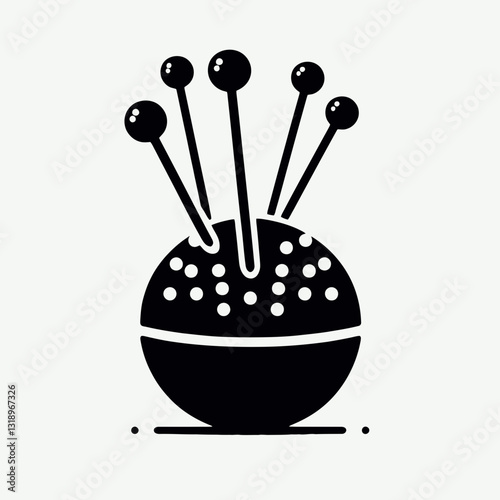 Pin Cushion silhouette in black on a white background