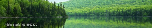 Serene lake surrounded by mountains