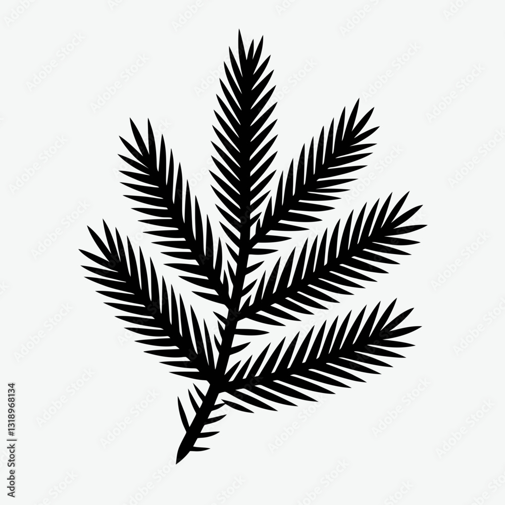  Pine Tree Needle silhouette in black on a white background