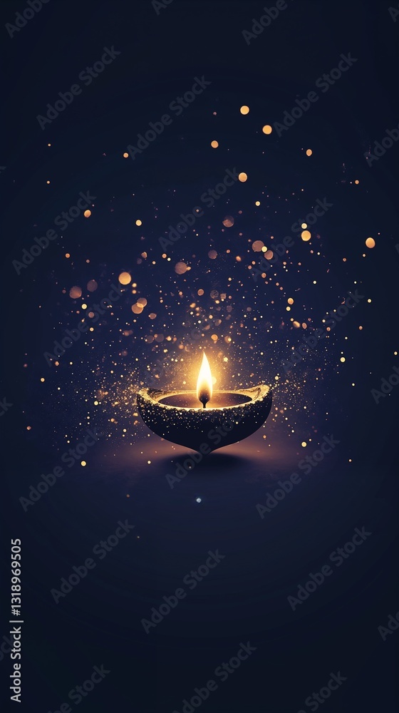 A subtle vertical Diwali greeting with neon golden lights on a dark violet backdrop. A subtle vertical Diwali greeting with neon golden lights on a dark violet backdrop.