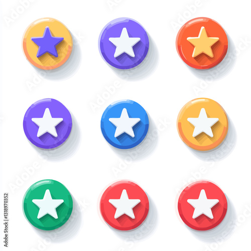 Colorful Star Icon Set - Collection of Ratings, Feedback, and Favorites
