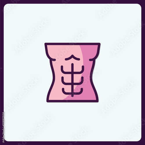 Illustrated muscular abs icon representing fitness and health symbol