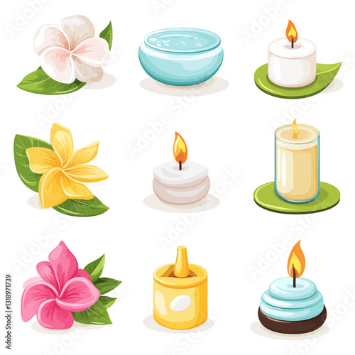Plumeria Flowers, Candles and Aromatherapy Oil for Spa and Wellness