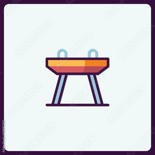 Stylized Gymnastics Pommel Horse Illustration for Sports and Fitness Design