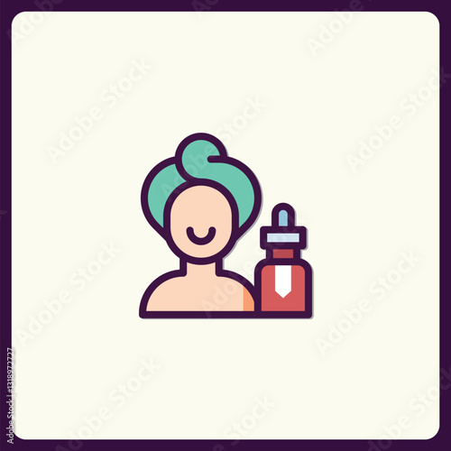 Aesthetic beauty treatment icon depicting relaxation and self-care routine