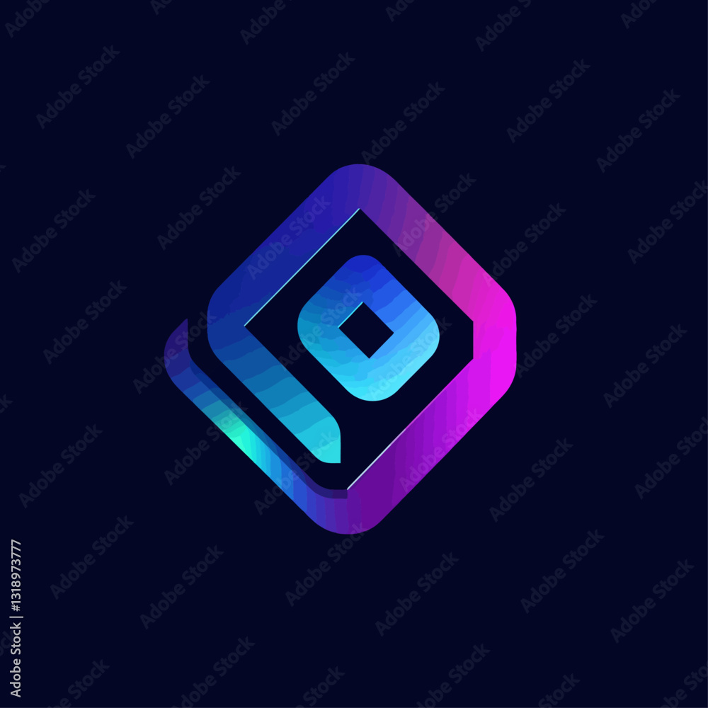 Abstract Rounded Square Logo Design with Vibrant Gradients and Neon Glow Abstract Rounded Square Logo Design with Vibrant Gradients and Neon Glow