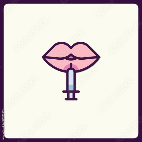 Lip augmentation icon displaying cosmetic procedure treatment vector