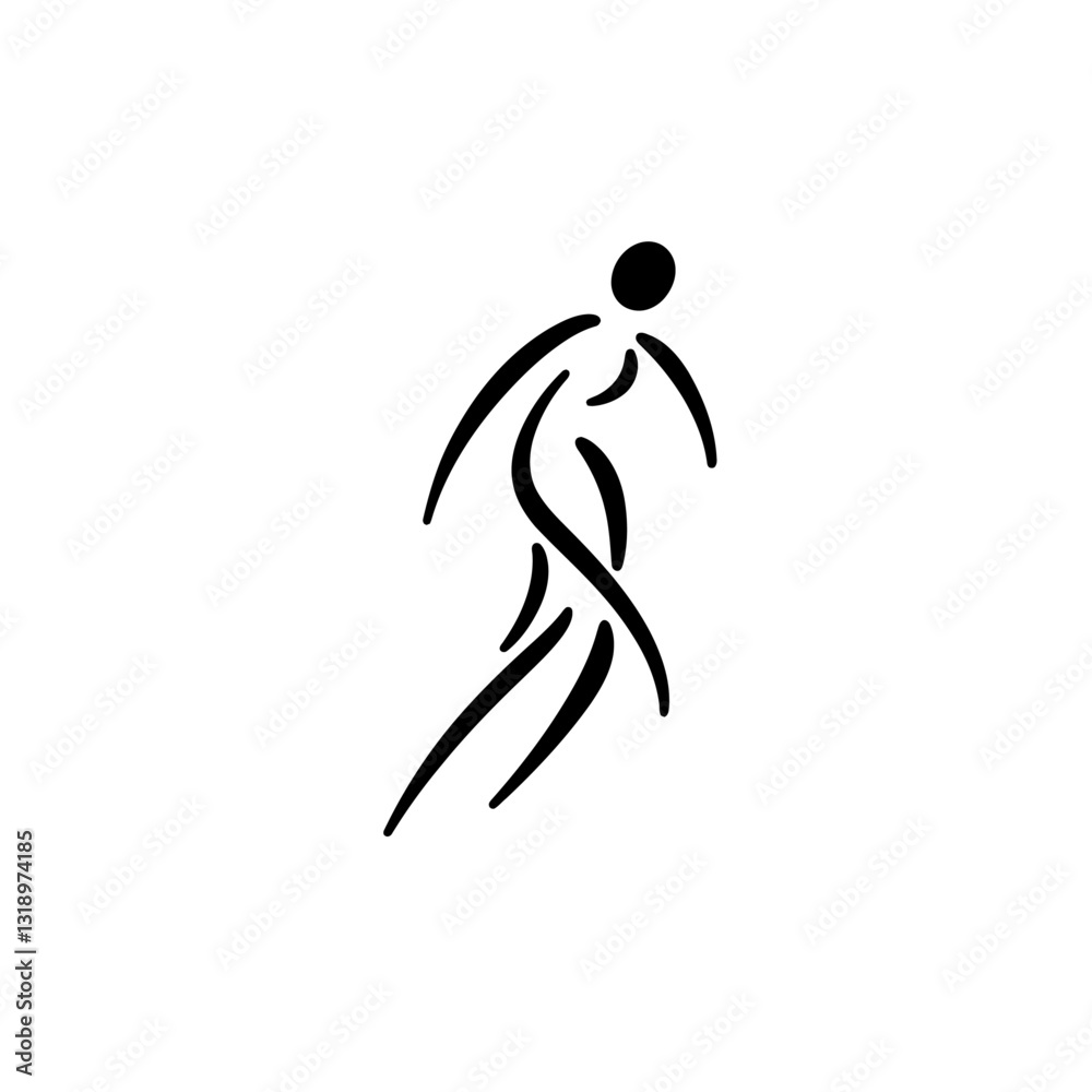 Abstract Silhouette of a Dynamic Dancer in Elegant Black and White Style Abstract Silhouette of a Dynamic Dancer in Elegant Black and White Style