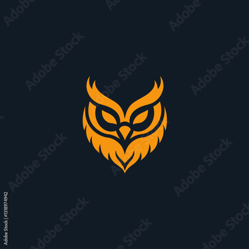 Stylized Orange Owl Face on Dark Background Creates a Modern Logo