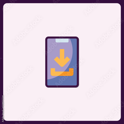 Digital Downloading Concept Illustration on Smartphone Interface Display