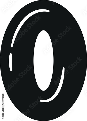 Zero number black vector illustration