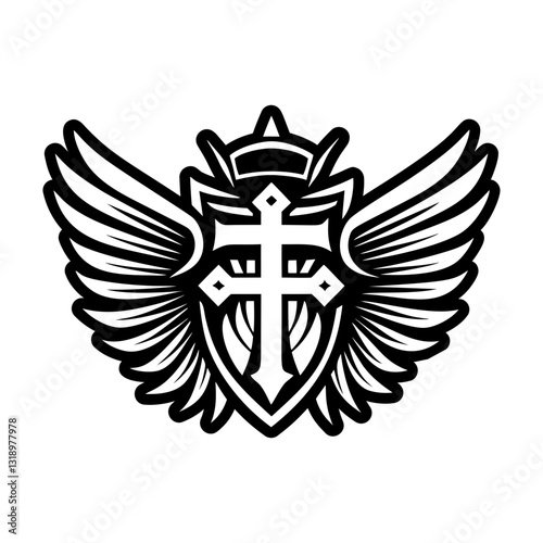 A solid style icon of angel wings symbol