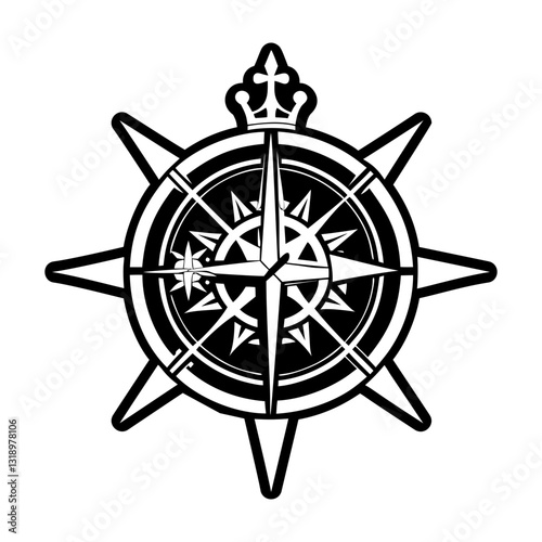 Celestial compass symbol icon in solid style