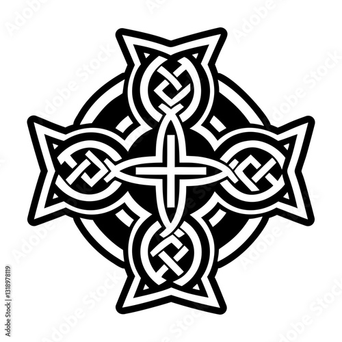 Celtic cross symbol icon in solid style