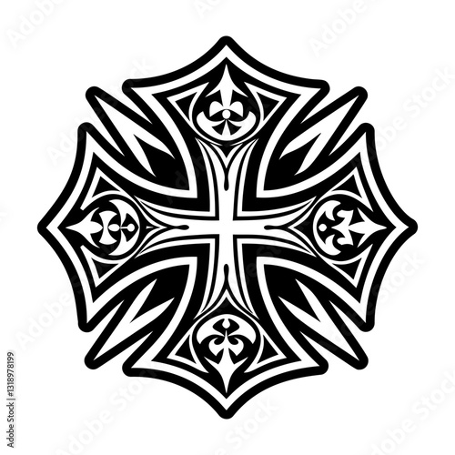 A glyph style icon of cross symbol