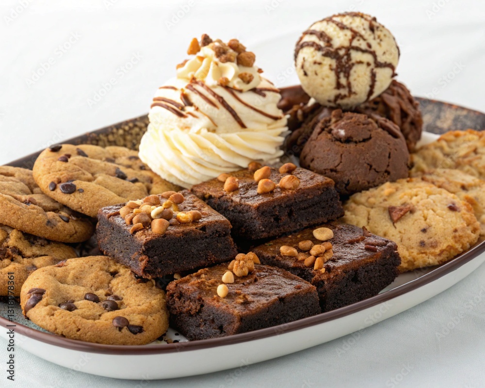 Fototapeta premium Ultimate Dessert Platter,with brownies, cookies, and ice cream