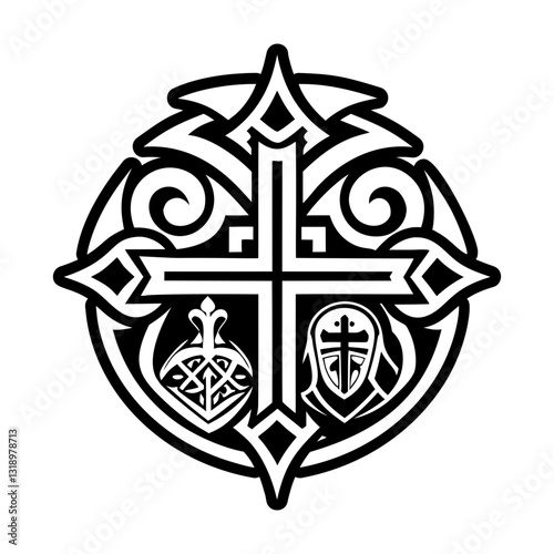 Knight cross symbol icon in glyph style