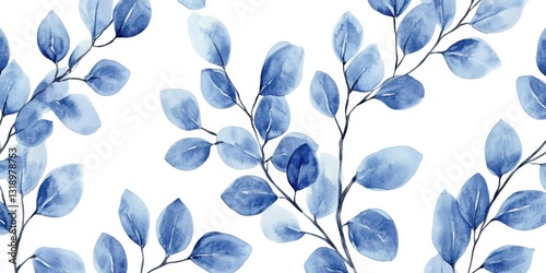 Fondo de hojas azules acuarela