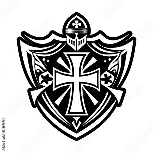 A glyph style icon of knight templar symbol