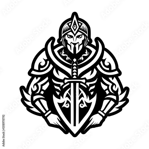 A filled style icon of knight warrior symbol