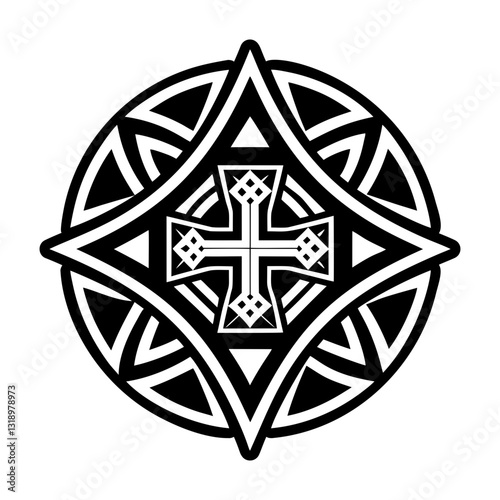 A filled style icon of sacred symbol
