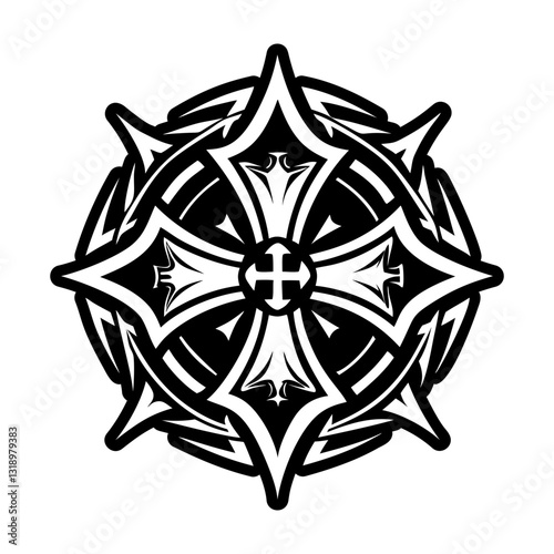 A glyph style icon of knight templar sign