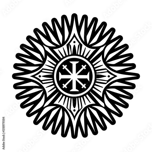 A solid style icon of templar sun symbol