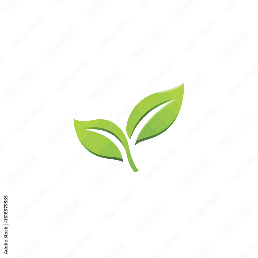 Two Green Leaves Sprout Logo Design Symbolizing Growth and Sustainability Two Green Leaves Sprout Logo Design Symbolizing Growth and Sustainability