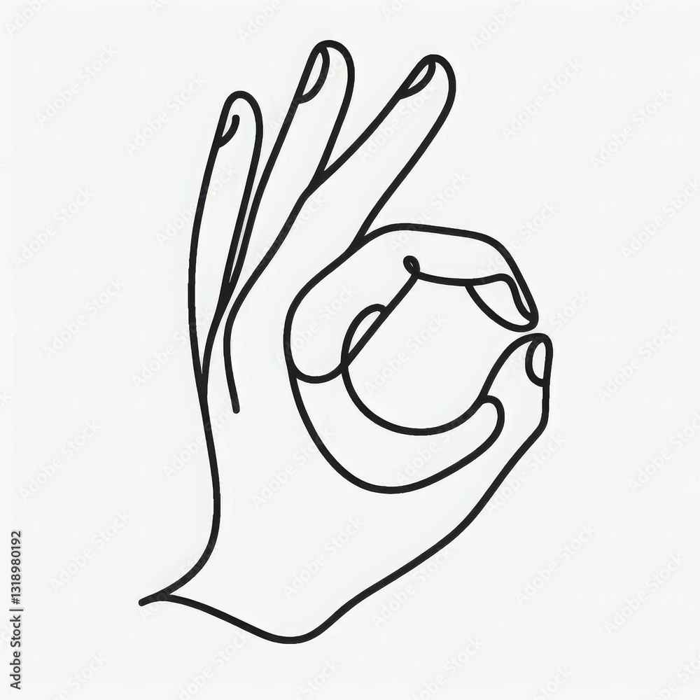 Obraz premium A modern one-line art representation of a positive hand gesture.