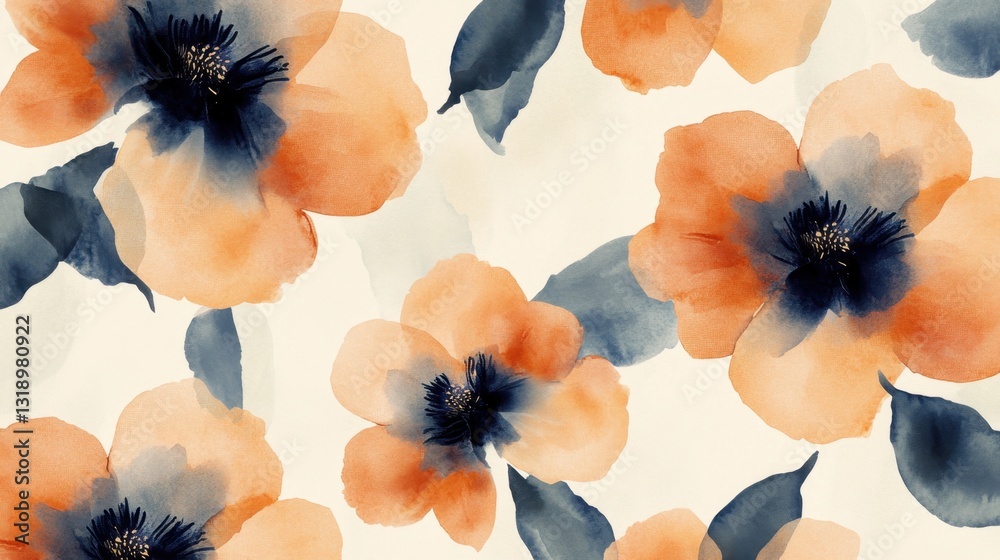 Diseño de flores en acuarela