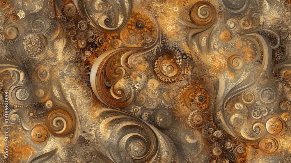 Diseño abstracto espirales colores marrones dorados