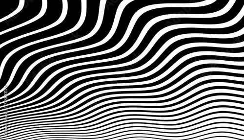 Fototapeta Naklejka Na Ścianę i Meble -  Wavy Lines Black and White Pattern. Abstract Textured Background. 