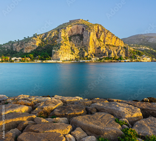 view of the coast of the island of crete terracina,italy photo