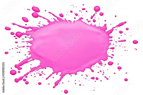 Intense magenta paint blot with dynamic liquid movement and texture