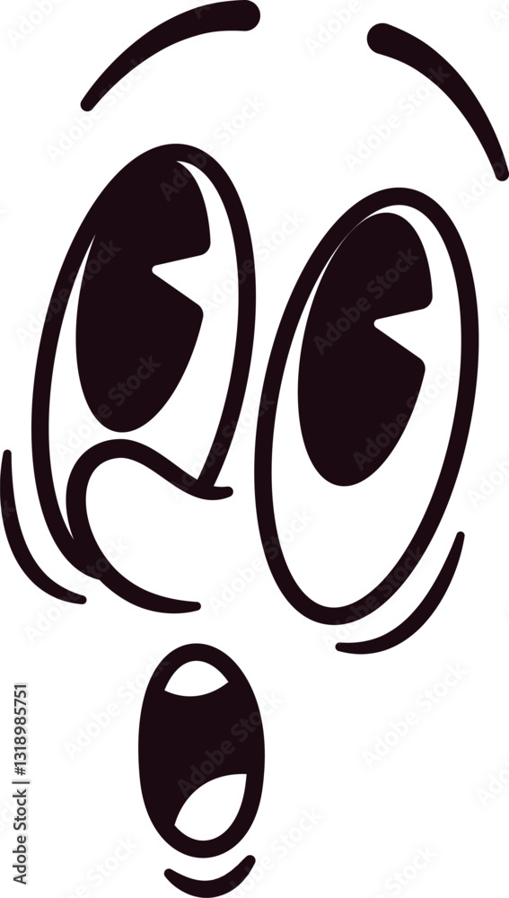 Obraz premium Surprised retro facial expression vector illustration