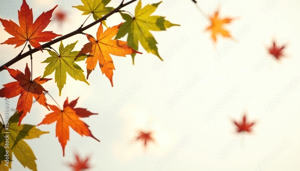 Delicate maple leaves against a pristine white background, leafy greens, autumn, nature Delicate maple leaves against a pristine white background, leafy greens, autumn, nature