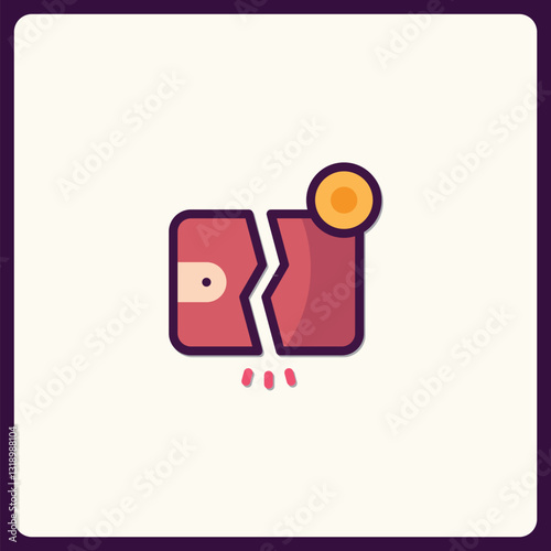 Depicting Economic Hardship with a Torn Wallet and Scattered Coin Icon