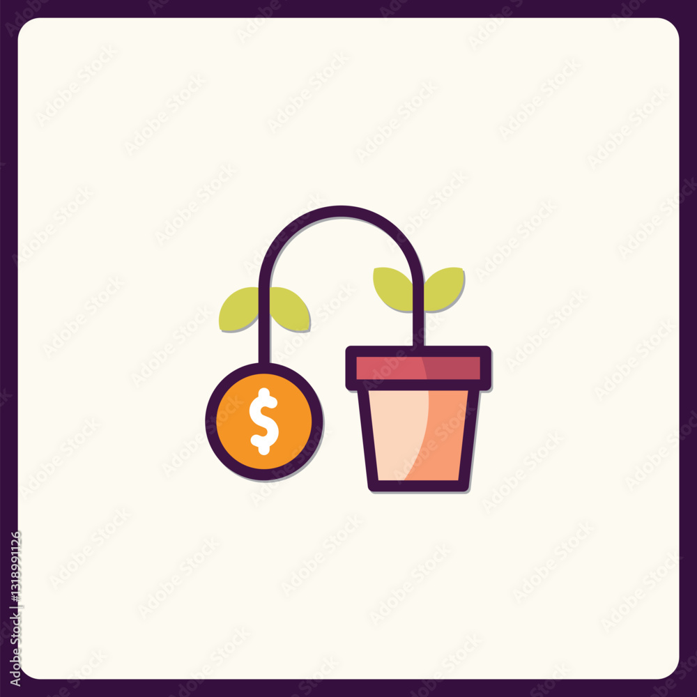 Obraz premium Growing investment conceptual icon with dollar coin, savings and finance